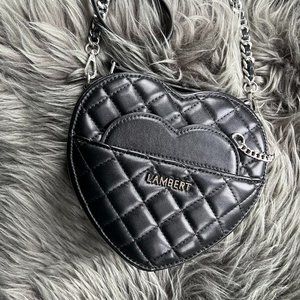 Lambert Bag - The Cailli - 2-in-1 Black Vegan Leather Heart Handbag